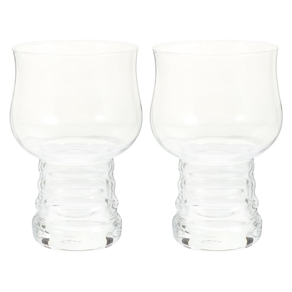 Mobestech Set of 2 Large Capacity Transparent Beer Glasses with Design for Home and Bar Use