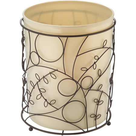 InterDesign Twigz Wastebasket Trash Can, Vanilla/Bronze