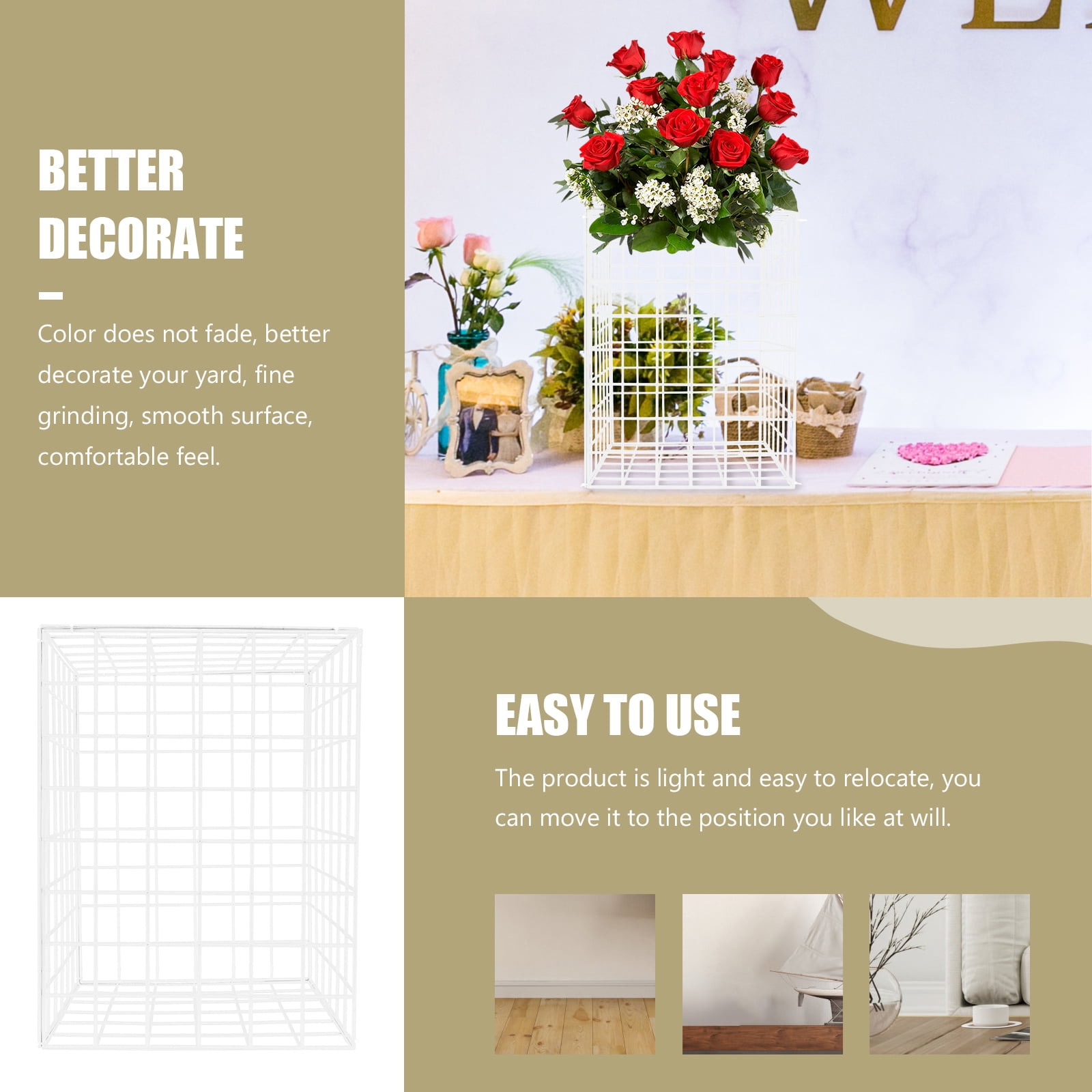 White Plastic Flower Arrangement Stand for Decorating Balcony Yard and Wedding Party Supplies