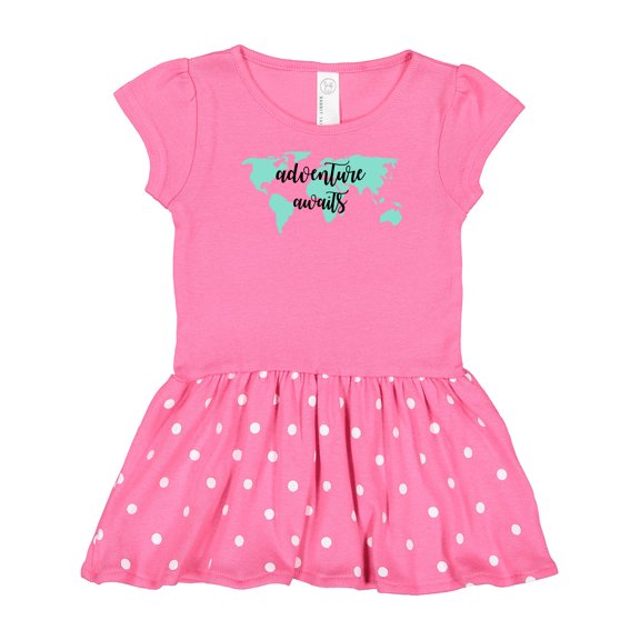 Inktastic Adventure Awaits Teal World Map Gift Baby Girl Dress