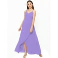 thumbnail image 2 of eloria Women's Georgette Summer Casual Split V Neck Sleevless Long Dress With Tie, Color : Baby Purple | Size : 3XL, 2 of 5