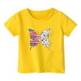thumbnail image 4 of Razzly Child Girls Patriotic Short Sleeve Tshirt 4th of July Independence Day Flag Print Tee Comfortable Casual Summer Top for Toddler Kids(Yellow,3-4 Years), 4 of 4
