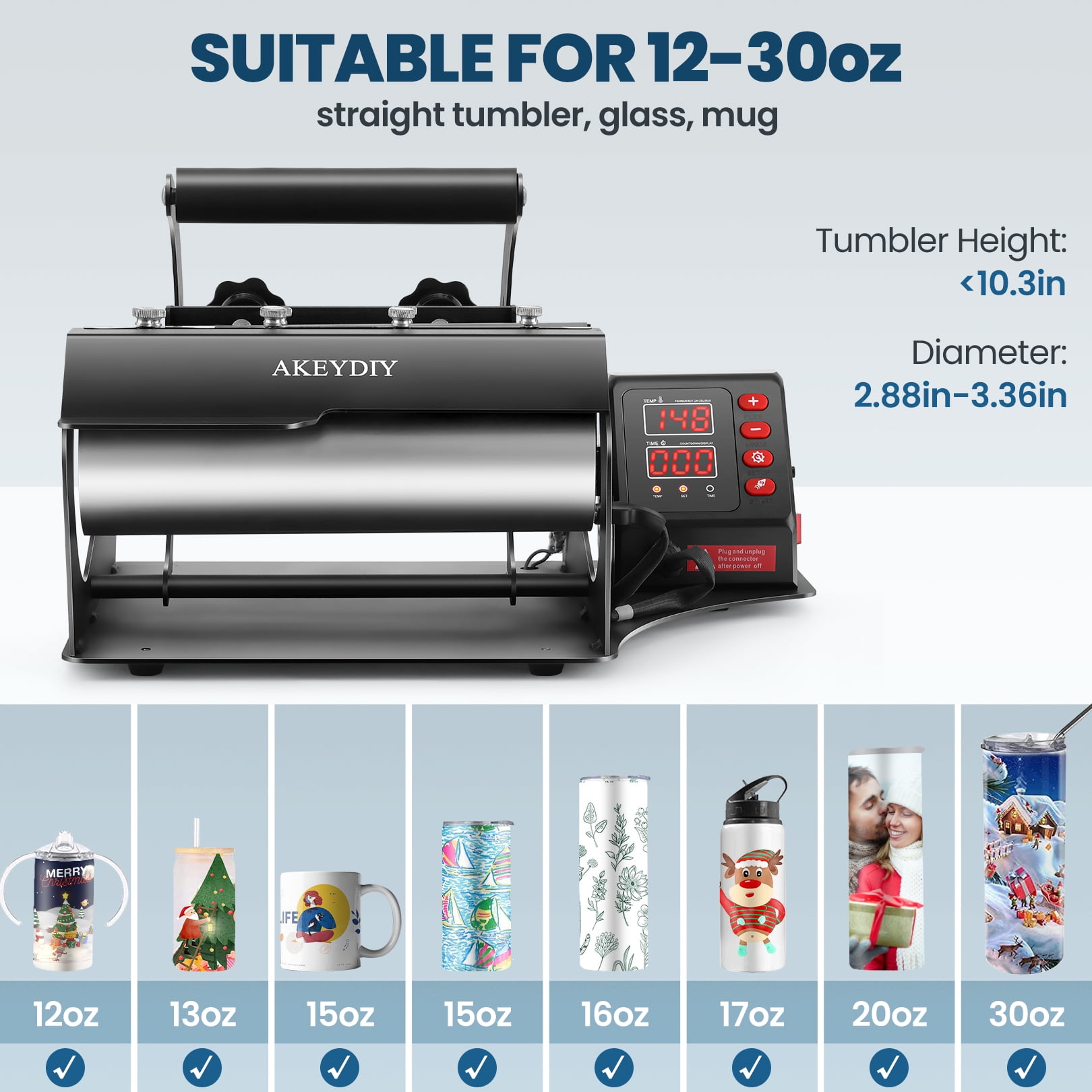 Veeboto Tumbler Heat Press Machine, Mug Press Machine for 10-30 oz, Sublimation Tumbler Mug Heat Press Machine for DIY Printing Transfer Sublimation Tumbler/Mug
