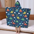 thumbnail image 5 of DarkBlue Dinosaurs Stars Hearts Hooded Bath Towel，50"x30" for Ages 3 To 12 Kids, Quick Dry Lightweight Soft Microfiber Hood Beach Towel Cover Up for Kids, 5 of 7