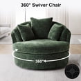 thumbnail image 5 of BRILHAMEZ Modern Oversized 360° Swivel Accent Chair, Lambswool Fabric Round Cuddle Chair Single Sofa Lounge Chair for Living Room, Green, 5 of 9