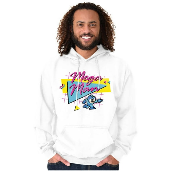 Retro 8-bit Video Game Mega Man Unisex Plus Size Hoodie Brisco Brands 2X