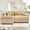 thumbnail image 2 of FFH 79.1" Oversized Cloud Sectional Couch, Convertible Sleeper Sofa with Movable Ottoman, 3 Seater Corduroy Living Room Chaise Sofa, Camel, 2 of 16