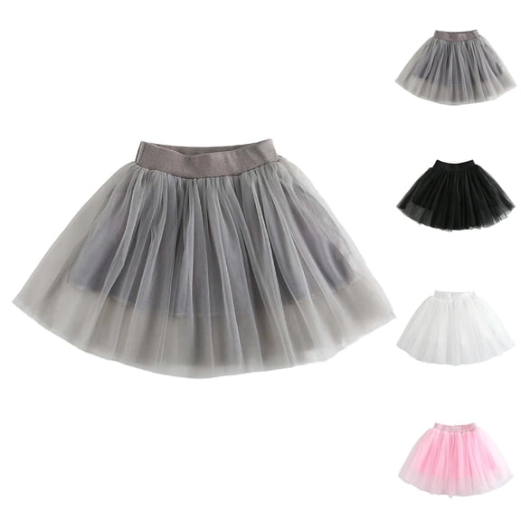 XINXIAOO Girls Layered Tutu Skirt Ruffle Flowy Tiered Ruffled Ballet Dance Birthday Outfit Grey Skirt for Girls 6-7 Years
