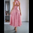 thumbnail image 4 of Vestido de Fiesta para Mujer, de Satén Bordado, con Corsé en Forma de A y Corte en A para Cóctel. Rosa L, 4 of 8