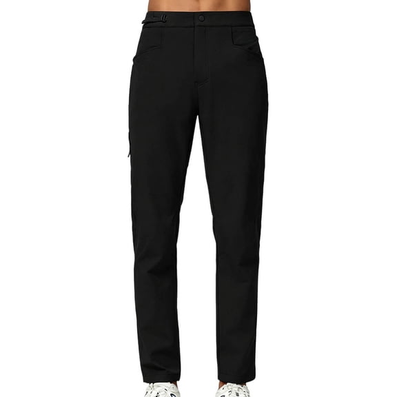 Hurxie Golf Pants Men Slim fit Hiking Pants Lightweight Dress Casual Tapered Pockets Black,L
