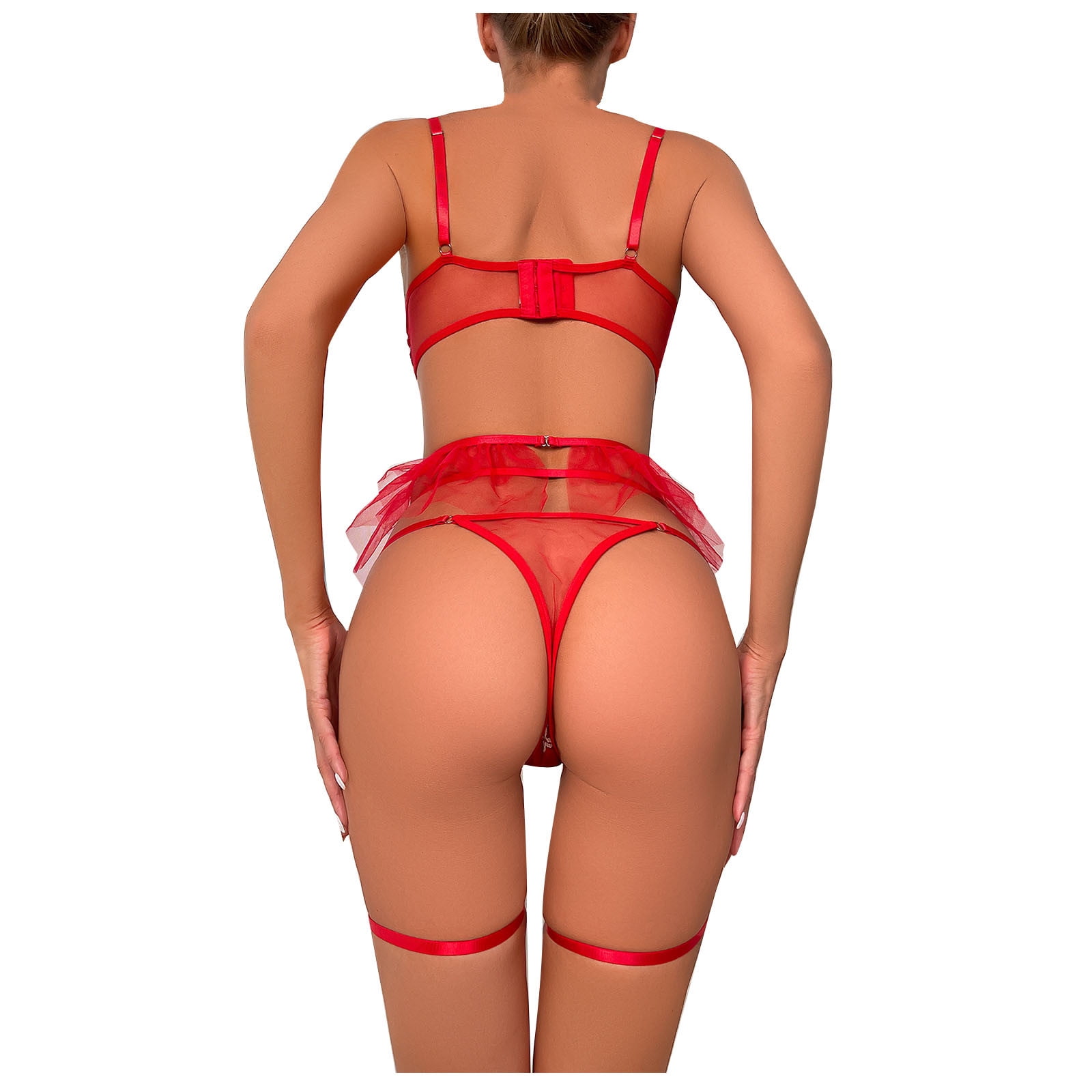 TAGOLD FY23 Valentine's Day Lingerie for Womens,Ladies Cute Girl Solid  Erotic Lingerie Sexy Lace Bra And Panties Split Suit