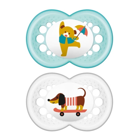 MAM Pacifiers, Baby Pacifier 6+ Months, Best Pacifier for Breastfed Babies, ‘Original’ Design Collection, Boy, 2-Count