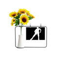 thumbnail image 1 of Deporte de invierno, esqui negro silueta Tarjeta de bendición de jarrón de girasol artificial, 1 of 3