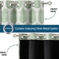 thumbnail image 3 of Vargottam Room Darkening Curtains - Green Flower Pattern, Set of 2 Panels, 52" x 108" - Grommet-Top Blackout Window/Door Drapes for Bedroom, Nursery & Living Room - Green, 3 of 9
