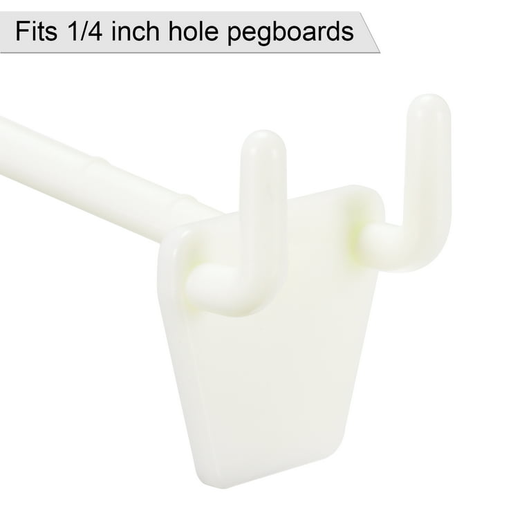 Uxcell 4 inch Plastic Pegboard Hooks Fits 1/4 inch Holes Pegboards, 50 Count, White