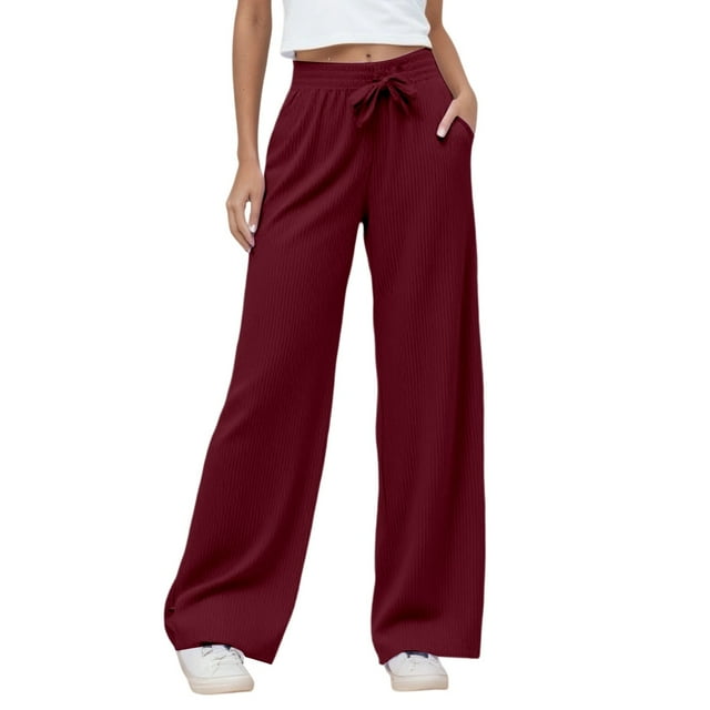 Elevated Everyday Trousers High Waisted Flowy Wide Leg Design with Adjustable Drawstring and Functional Pockets for Versatile Comfortable Wear