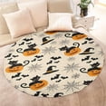 thumbnail image 4 of Black Cat Pumpkin Halloween Pattern Round Blanket,Comfortable Soft Flannel Throw Blanket,All Season,Warm Lightweight Blankets for Sofa Bed Couch Living Room Chair 60"x60", 4 of 5