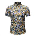 thumbnail image 1 of LSLJS Mens Casual Cardigan à Manches Courtes Col Rabattu T-Shirt Blouse Tops, 1 of 5