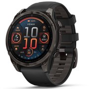 Garmin 010-02904-20 Fenix 8 47 mm AMOLED Sapphire Carbon Gray Titanium with Black Silicone Band Bundle with Tech Smart USA Fitness & Wellness Suite and 1.4 Inch Screen Protector for Garmin Fenix 6