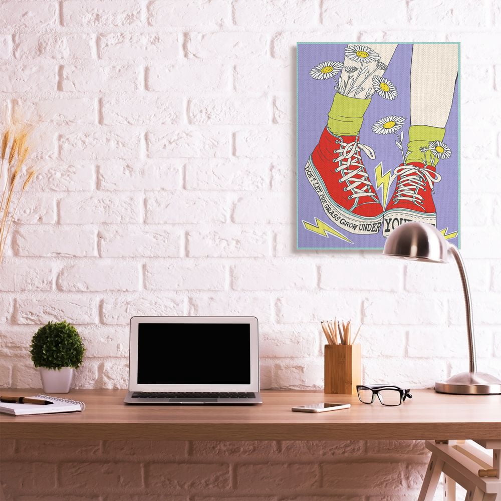 Stupell Industries Don’t Let Grass Grow Under Your Feet Shoes Fashion Quote Canvas Wall Art Design by Sangita Bachelet, 30" x 40"