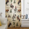 thumbnail image 5 of Western Cowboys Sheer Curtains 45 Inches Long, Brown Vintage Country Cactus Light Filering Curtains, Breathable Simi Curtain Privacy Drapes for Kitchen Bathroom Lightweight Small Window Treatment, 5 of 9
