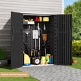 thumbnail image 4 of Outdoor Storage Shed, 57 Cu.Ft Resin Storage Cabinet Waterproof with Lockable Floor, All-Weather Tall Backyard Shed, 4 of 7