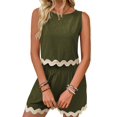 thumbnail image 3 of Womens 2 Piece Vacation Outfits Lounge Sets Casual Cropped Tank Tops Shorts Matching Set Green S, 3 of 6