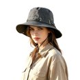 thumbnail image 5 of Unisex Fedora Wide Brim Hat Classic Beach Style Outdoor Sun Lightweight Travel Headwear For All Seasons, A-Black, 5 of 5