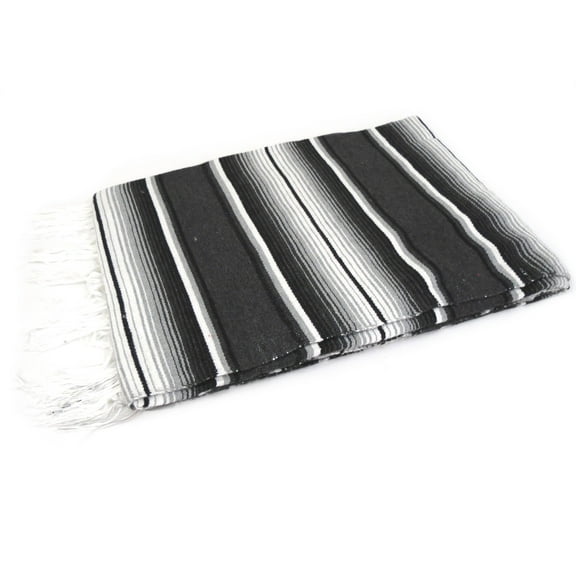 Mexican Sarape Saltillo Blanket XL - 80" x 60" (Grey Solid)