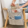 thumbnail image 5 of Sofa Armrest Storage Bag Organizer, 1-pack Canvas Side Pocket in White Gray Blue, Hanging Storage for Remote Phone Books Magazines, Space Saving Organizer for Living Room Bedside Office Dorm, 5 of 9