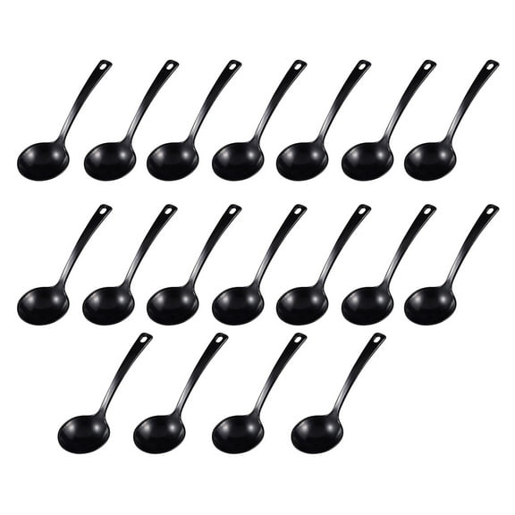 Worgeous Black PP Material Disposable Soup Spoons with Ergonomic Handle Design for Home Use 18pcs