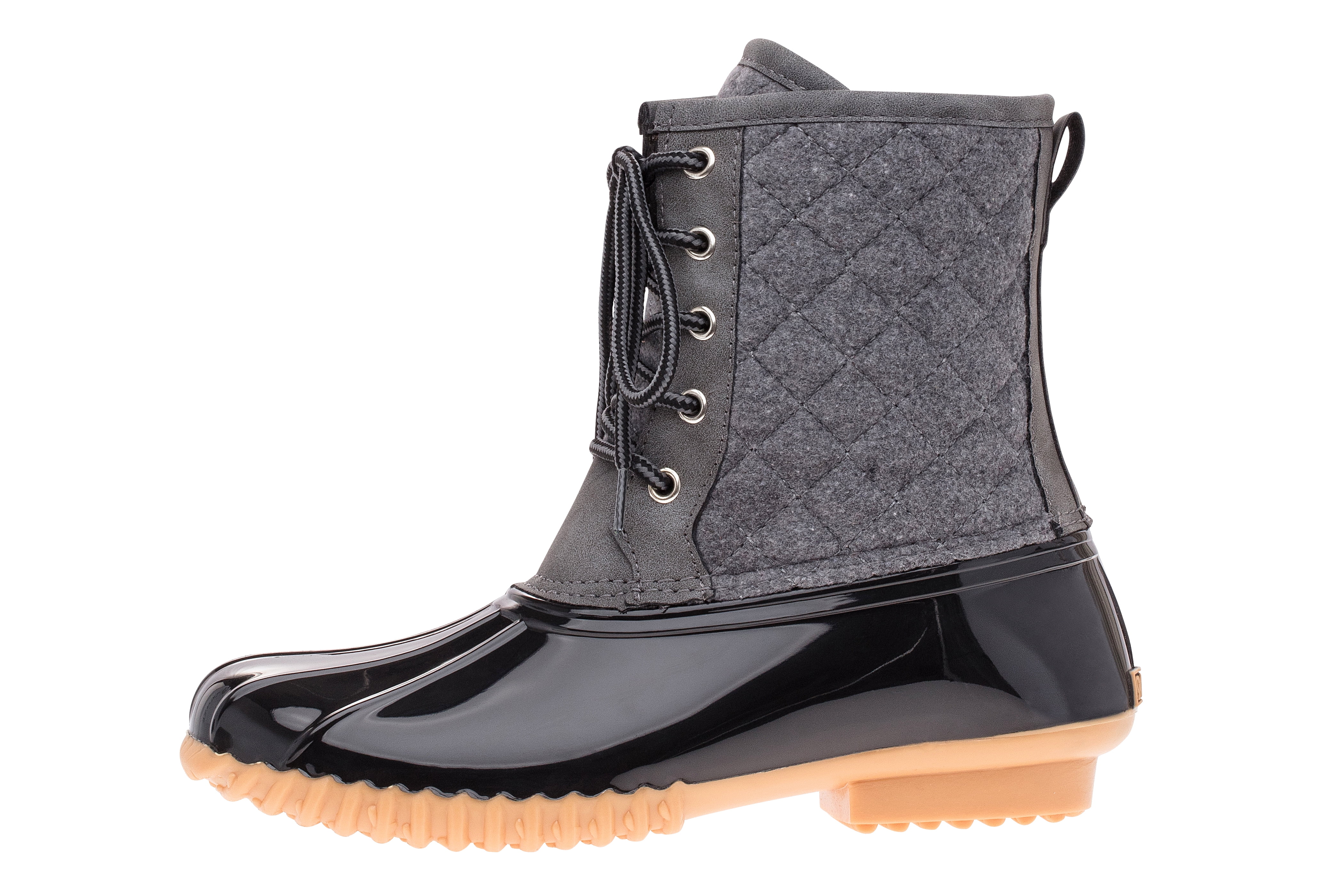 black slip on duck boots