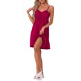 thumbnail image 2 of INSPIRE CHIC Women's Lingerie Ruffle Sleeveless Soft Nightgown V Neck Chemise Loungewear XL Red, 2 of 6