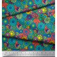 thumbnail image 2 of Soimoi Rayon Fabric Colorful Flowers Clip Art Print Fabric by Yard 56 Inch Wide, 2 of 3