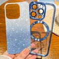 thumbnail image 3 of Cute Luxury Case for Apple iPhone 15 Pro Glitter Magnetic Case for Girls Women Bling Sparkle Shining Glitter Luxury, Blue, 3 of 6