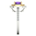 thumbnail image 3 of 1.615 ctw with Simulated Diamond Halo Accents Anniversary Ring for Women | Round Cut Natural Amethyst | Hyperallergenic Solid 18K White/Yellow Gold, 3 of 5