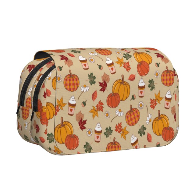 Disketp Fall Autumn Estuche de Lápices de Doble Capa con Tapa Abatible y Cremallera, Organizador Escolar para Adolescentes y Adultos
