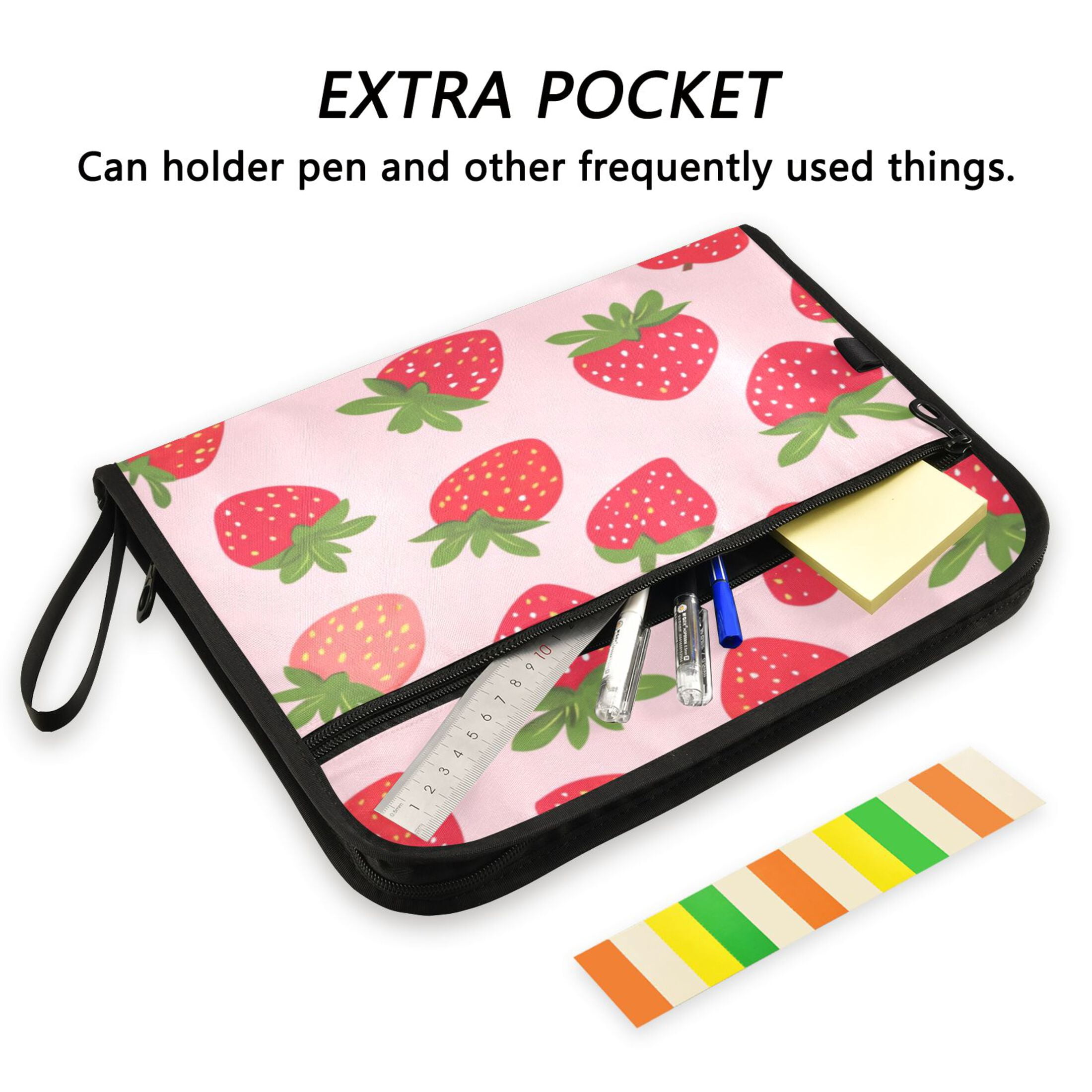 Organ Folder 14.2 x 0.8 x 10.6 Inches 13 Separate Pockets A4 Size Documents Folder A Sort Storage File Manager For The Home Office Pink Strawberry1