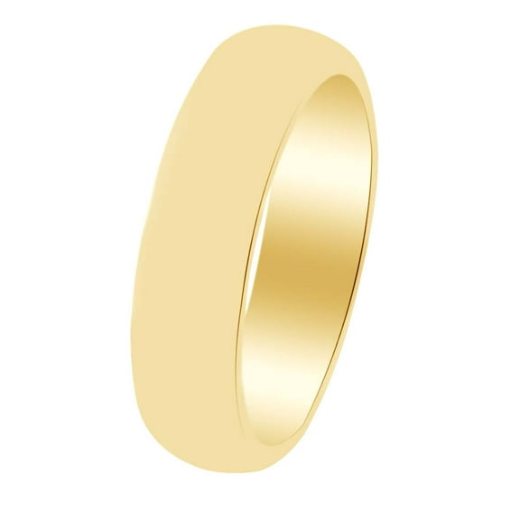 AFFY Men's 6MM Domed Wedding Band Ring In 14k Solid Yellow Gold Ring Size-4