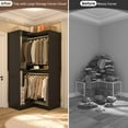 thumbnail image 4 of Homieasy Corner Closet System, 32 Inches Wide Wood Corner Unit with 2 Hanging Rods and All Hardware Kits, 3-Tier 80'' Height Corner Wood Closet Tower, Black, 4 of 9