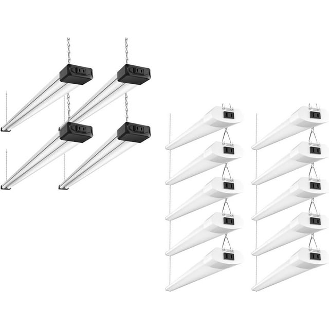 14 Pack Linkable LED Shop Lights, 40W(4pack)+85W(10pack), Super Bright 6500K Cool Daylight, Linkable Shop Light Fixture for Workshop, Garage, Basement, Hanging or Flush Mount
