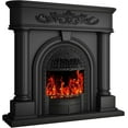 thumbnail image 5 of BOSHIRO Electric Fireplace with Mantel, 51 Inch Solid Wood TV Stand with Fireplace, Roman Column Design for Entryway Decor, Bedroom, 5 of 7