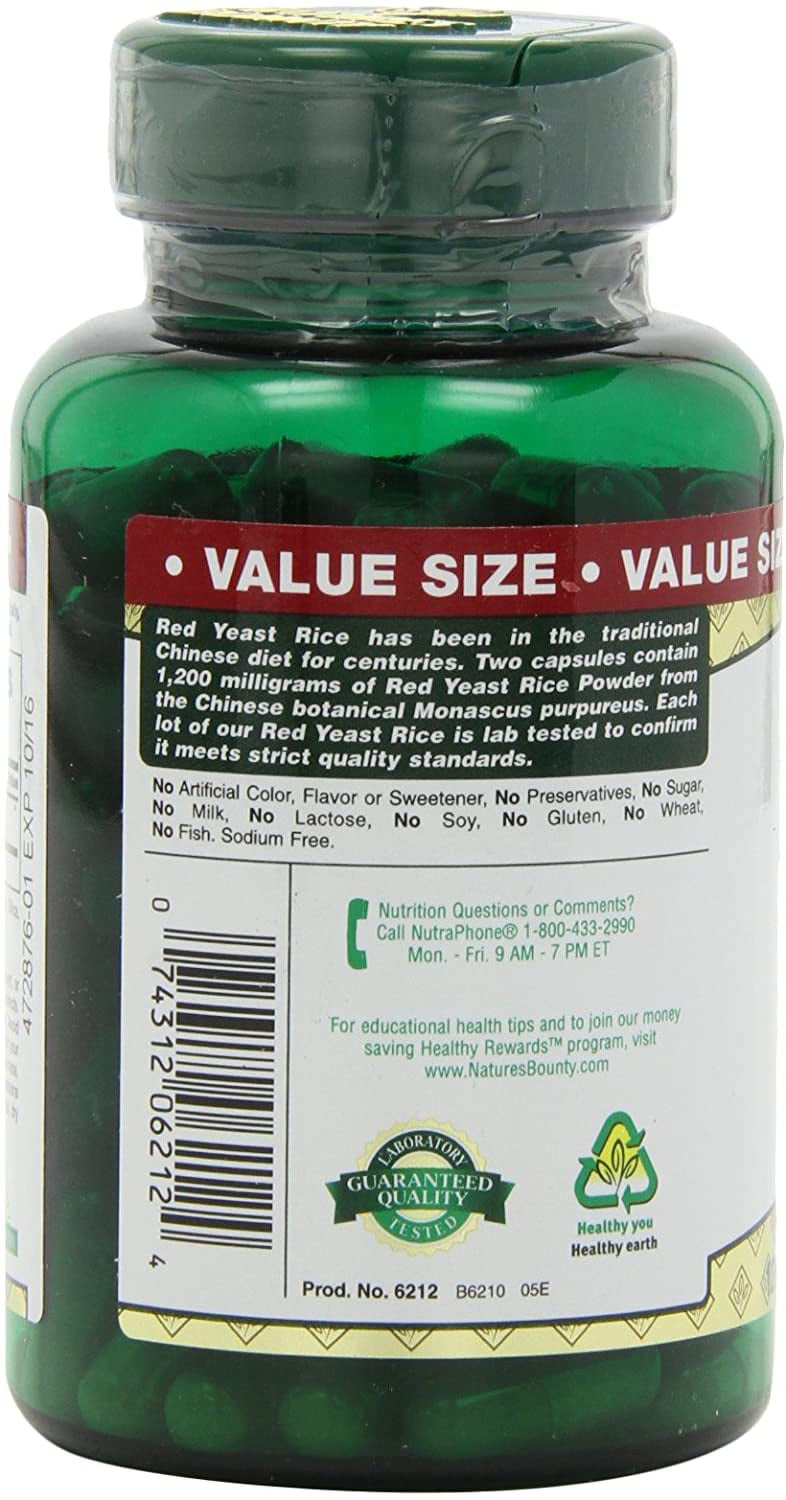 Nature's Bounty Red Yeast Rice 600mg 120 Capsules (Pack of 3)