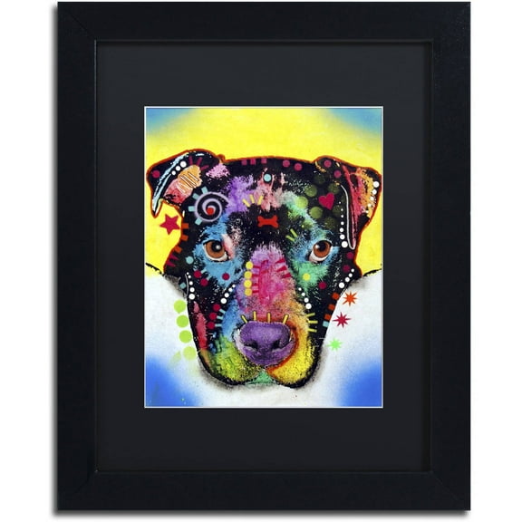 Trademark Fine Art "Otter Pitbull" Canvas Art by Dean Russo, Black Matte, Black Frame