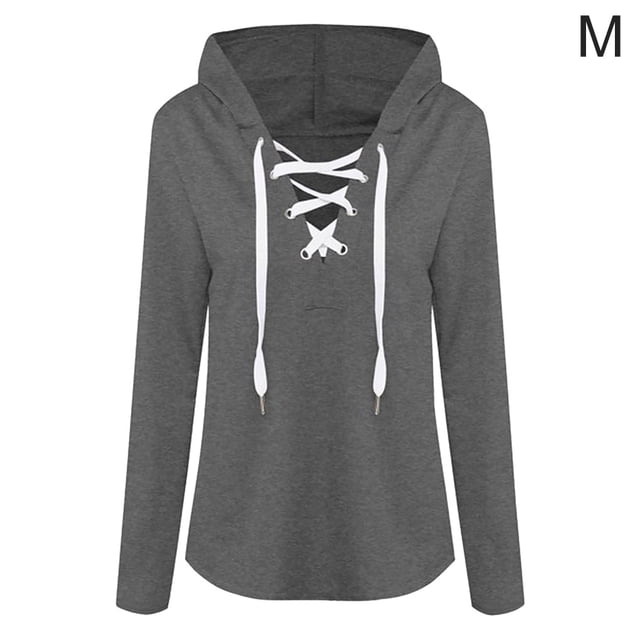 Sudadera con capucha para mujer Sudadera con capucha y cuello en V Suéter con tirantes de manga larga superior, M, Negro Scienceny AP000968-03