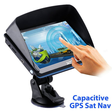 Xgody 718 7 Inch Car Truck GPS Navigation System 8GB_128MB with Sun Shade Capacitive Touchscreen SAT NAV Navigator with