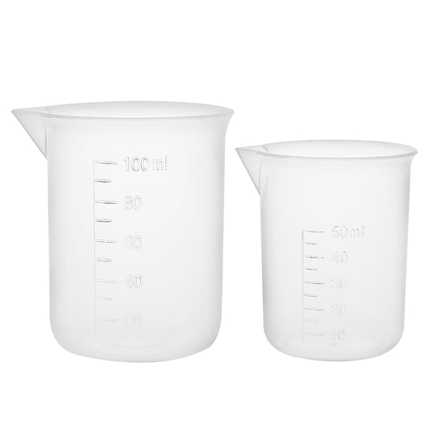 Conjunto de 2 Vasos Medidores Plásticos Graduados 50mL 100mL