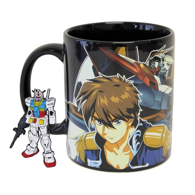 Taza de café Just Funky Gundam Wing Pilot con pin esmaltado de 325 ml