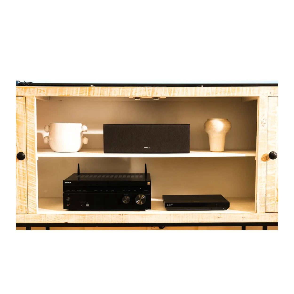 Sony 3-Way 3-Driver Hi-Res Audio Bookshelf Speakers (Pair) with 2-Way 3-Driver Center Channel Speaker 2025 Model (3 Items)