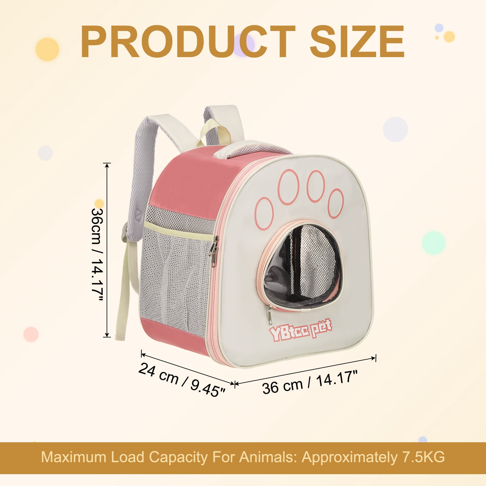 Uxcell Pet Portable Travel Backpack Carrier for Small Large Cat Uxcell Pet Dog, Pink